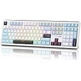 Redragon K771 Wireless Mechanical Keyboard, 108-Key Gaming Keyboard with 4 Extra Hotkeys, 5-Layer Noise Dampening, Pre-lubed Linear Switches, Hot-swap Custom RGB Keyboard for PC/Mac - Blue&amp;White