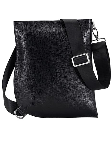 SOBRES Leather Briefcase Shoulder Crossbody Bag Men (Normal, Black)