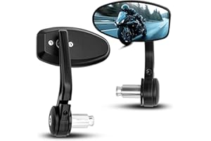 BREDUXSER 7/8" 22mm Black Bar End Side Mirrors - Universal CNC Aluminum Motorcycle Rearview Mirrors for MT03 MT09 FZ6 SV650 S