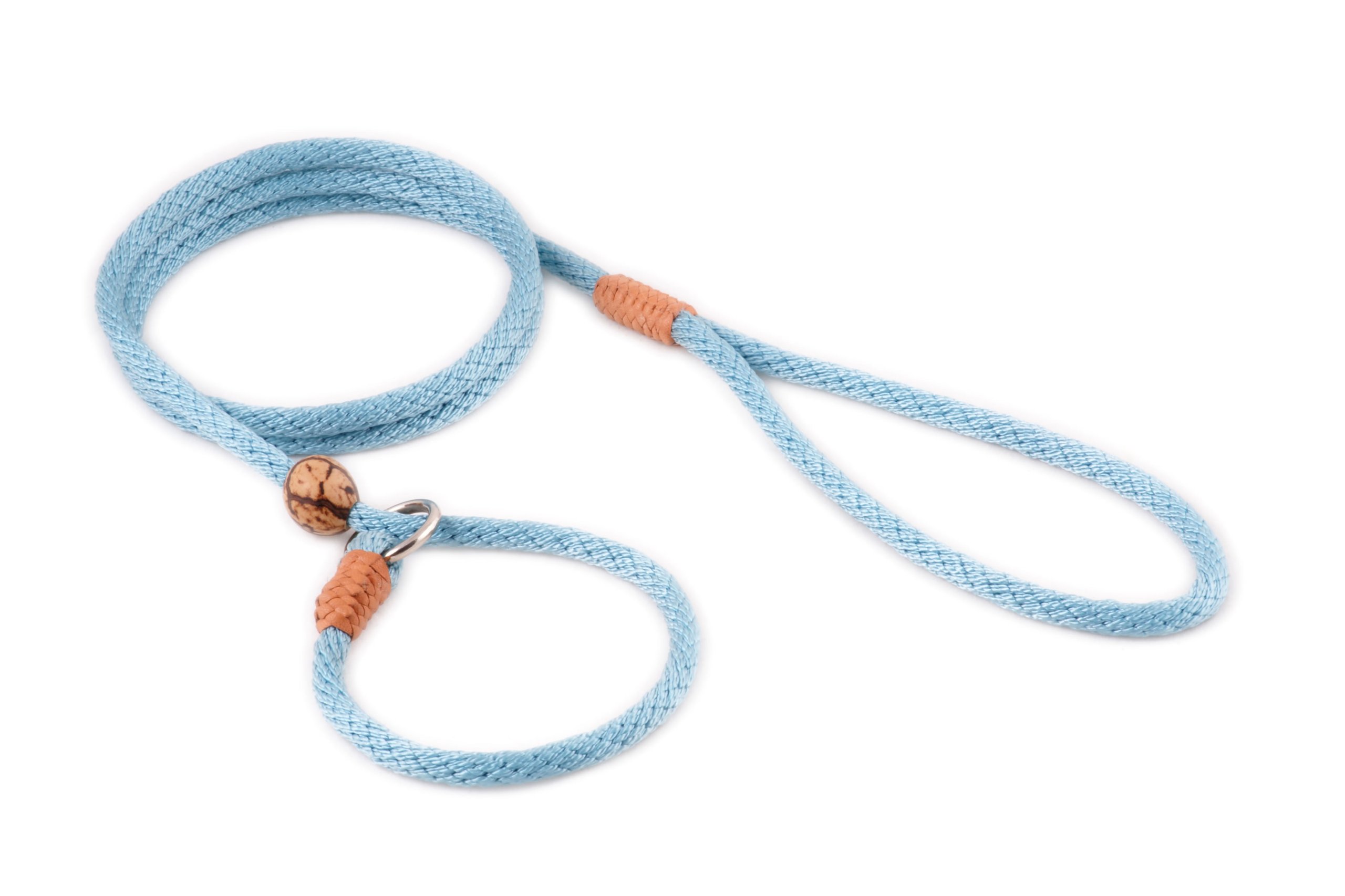 Alvalley Nylon Dog Training Leash with Stopper - Adjustable Nylon Rope Comes with Braided Leather at Ends - Tagua Bead Stopper Slip Lead - Suitable for Walking, and Training