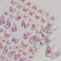 Butterfly Nail Art Stickers Decals Pink Butterfly