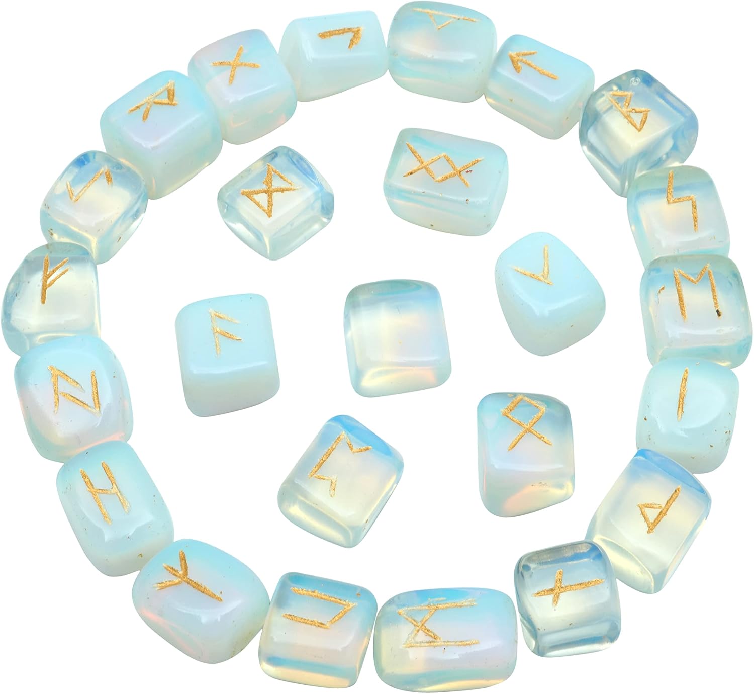 Indoor Fountains & Accessories - 25 Pcs Opalite Rune Stones, Rune Set Stones - Set Of Runes, Runes Set, Runas Vikingas - Nordic Runes Set - Runes For Beginners - Viking Stone, Witchcraft Supplies, Witchy Gifts, Witch Stuff