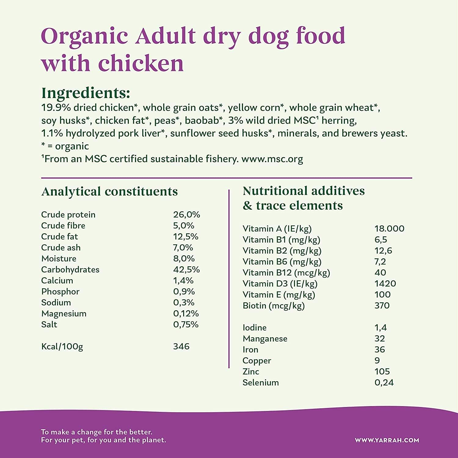 Yarrah Dog Food Organic Chicken 2 kg, 2 kg (Pack of 1) - Image 3