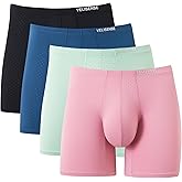 VELISENSE Men's Athletic Spacious Bulge Pouch Underwear, Breathable Mesh Cooling Boxer Briefs for Men 4 Pack