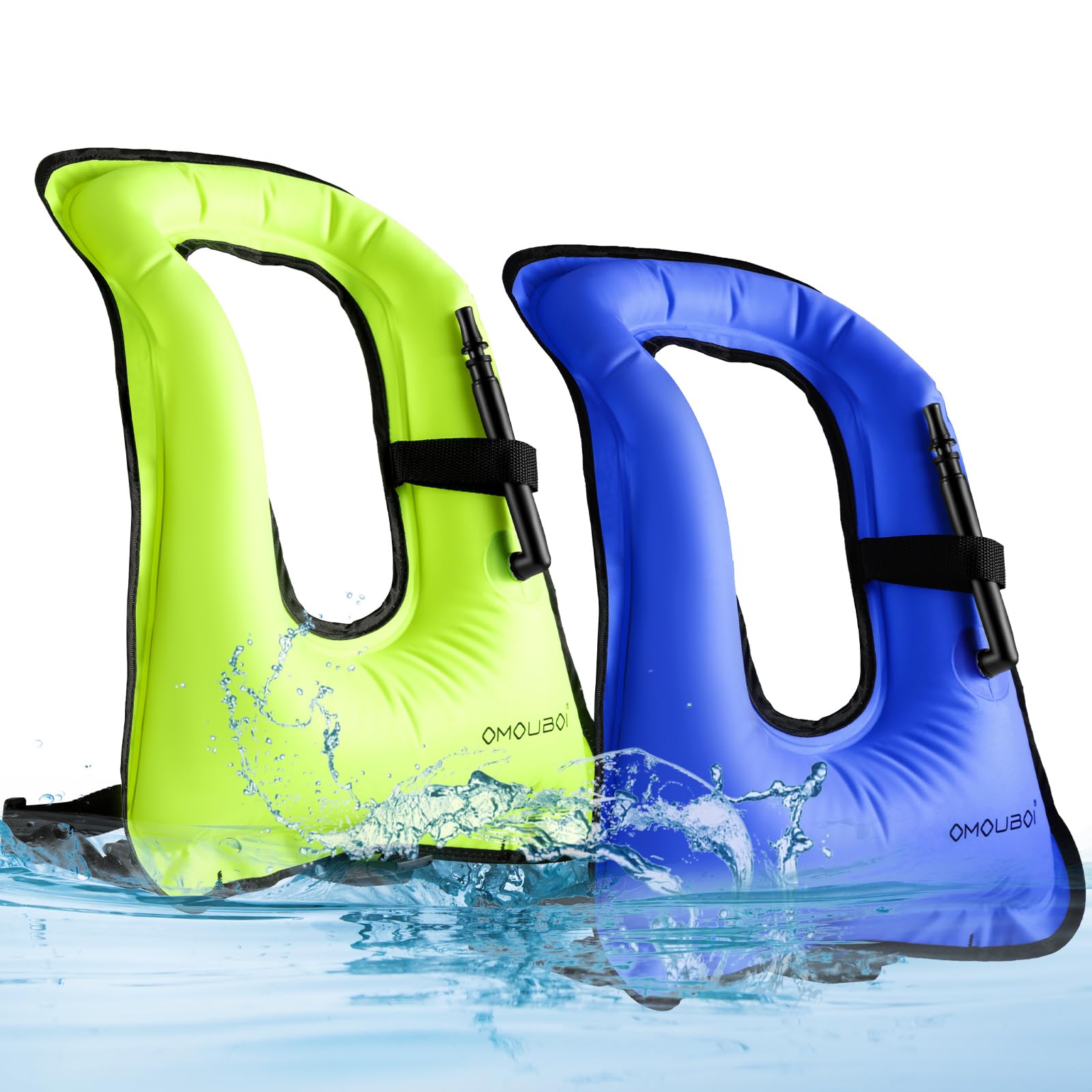 Photo 1 of Meooeck 2 Pcs Snorkeling Vest for Adults Safety Inflatable Snorkel Vest for Swim Kayaking Swimming Diving Surfing, Load up to 220 Ibs(Classic,Green, Dark Blue,S-M)