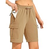 TBMPOY Women's Hiking Cargo Shorts 8.5" Lightweight Quick-Dry Water Resistant Athletic Shorts with Zipper Pockets