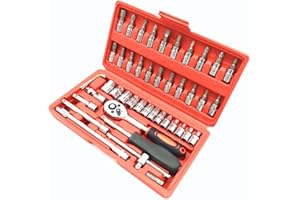 JENLEY Socket Wrench Set Ratchet Sets Mechanic Tools Kit Bit Sockets for Automotive Repair & Household,Metric,1/4-Inch Drive 