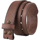 NPET Men's Full Grain Leather Belt Vintage Distressed Style with Snap-On Strap 1 1/2" Wide without Buckle