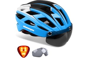 Shinmax Bike Helmet, CPSC/CPC Bike Helmet for Adult Men Women with Magnetic Goggles&Led Back Light Cycling Helmet Adjustable SM-T69