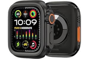 amBand 3 in 1 Metal Case Compatible with Apple Watch Series SE/SE2 6/5/4 44mm, W1 Protector Rugged Bumper [Turning into Ultra Upgrade] with Watch Crown + Watch Back Cover, Black