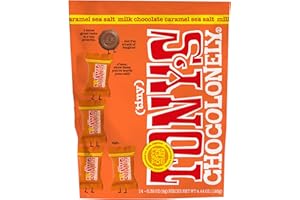 Tony's Chocolonely Milk Chocolate with Caramel and Sea Salt - Belgium Chocolate, Fairtrade & B Corp Certified - 4.44 OZ (1 Pouch)