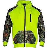 WISIGO Hi Vis Camo Hoodie for Men,Safety Reflective Jakcet Sweatshirt with Camouflage Sleeves Zipper for Work Construction