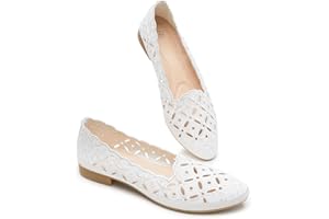 BABUDOG Womens Flats,Black and White Dress Flats with Flower Eyelets,Breathable Ballet Flats