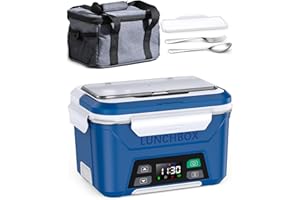 Docusvect Cordless Electric Lunch Box for Adults, Heated Lunch Box Battery Powered with Automatic Heating, 1.3L Portable Food
