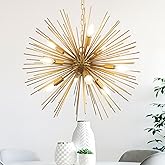 ZIRALIO 23.8" Modern Sputnik Chandelier 9-Lights Mid-Century Modern Starburst Golden Chandelier Luxury Gold Solid Metal Sputn