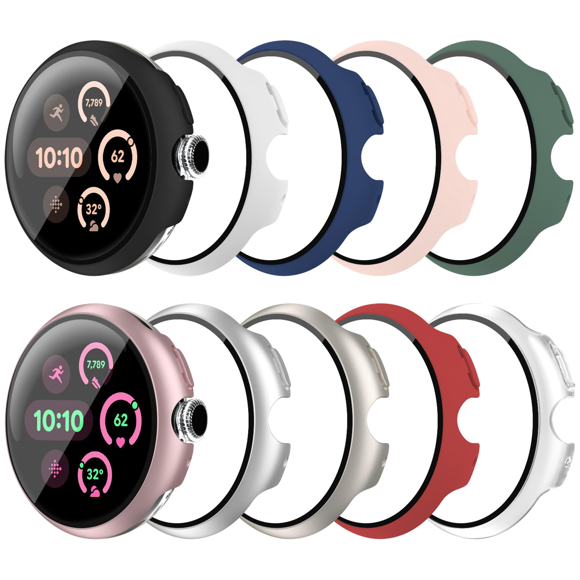 Photo 1 of Tiorecime 10 Pack Case for Google Pixel Watch 3/2/1 41mm with Tempered Glass Screen Protector, Shockproof Hard PC Bumper, All-Around Protective Cover Compatible with Pixel Watch 3/2/1 41mm Accessories