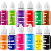 Food Coloring Liquid Set - 12 Vibrant Color Food Grade, Food Coloring Gel Concentrated Neon Icing Colors for Cake Decorating, Baking, Easter Egg, Icing, Fondant, Cooking, Slime Making DIY Supplies Kit - 0.35 Fl. oz (10 ml)/Bottles