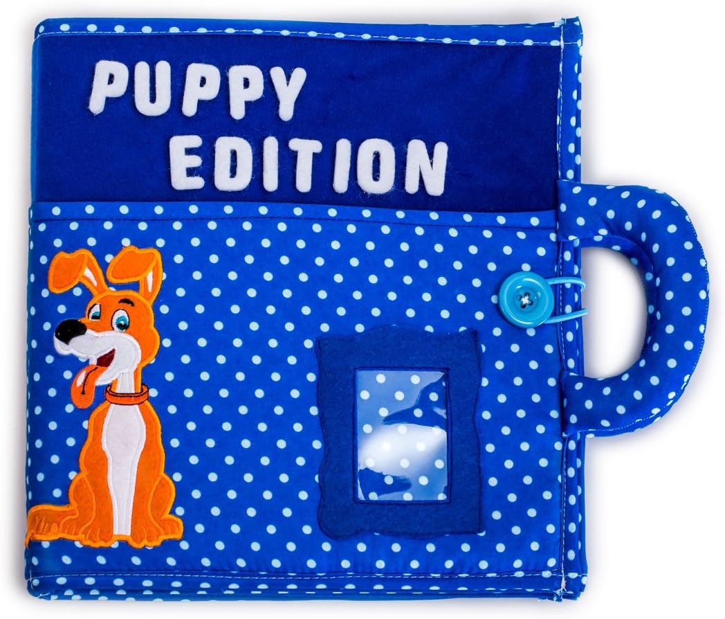 The creative child's quiet book PUPPY EDITION. Early learning, interactive activity quiet book for toddler development of fine motor skills, hand eye coordination.