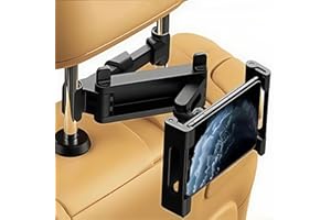Car Headrest Tablet Mount, 360° Rotating iPad Holder for Back Seat, Fits 5.5–18.4" Tablets & Smartphones, Adjustable Travel A