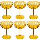 Ciaell 12PCS Plastic Martini Glasses - 10 Oz Amber Elegant Disposable Cocktail Glasses for Champagne Wine Wedding Party Anniversary Bar