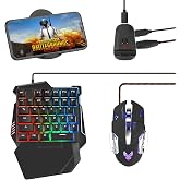 Half Hand Gaming Keyboard and Mouse Combo Laelr 35 Keys PUBG Wired Mechanical RGB Backlit Keyboard with Wrist Rest Wired Gaming Mouse Converter for Android iOS Phone Game Not Support iOS 13.4 &amp; Above