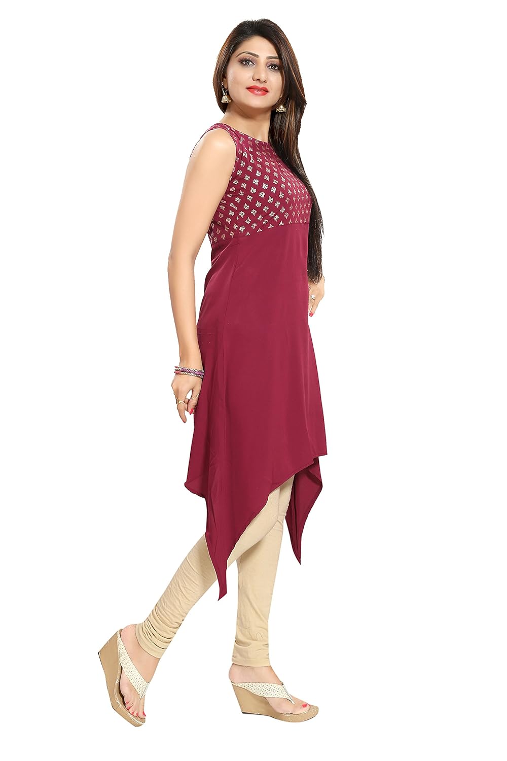 alc creations women's faux crepe a-line kurti