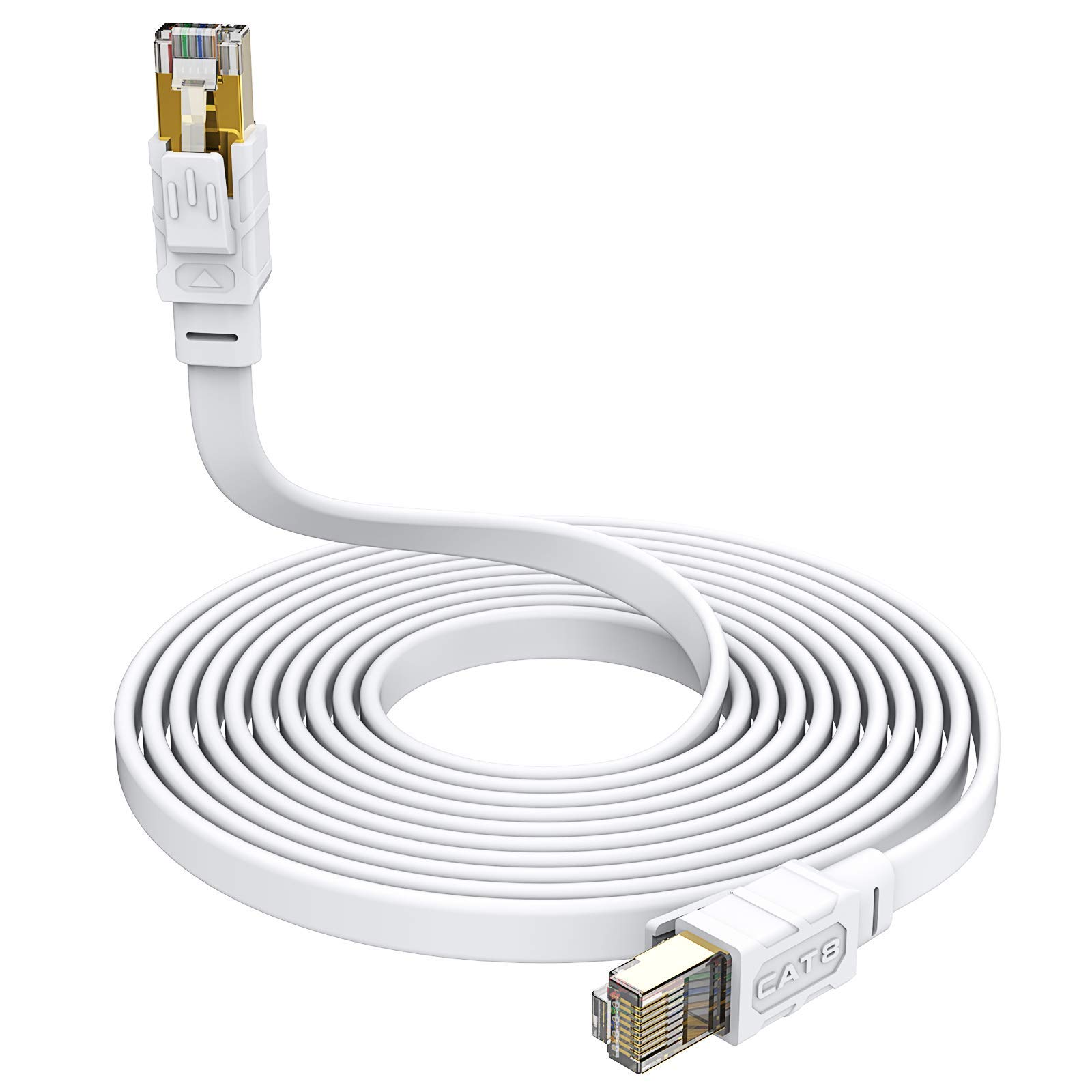 CAT8 Ethernet Cable 75ft, Aifxt CAT 8 High Speed 40Gbps 2000MHz SFTP Flat Internet Network LAN Cable