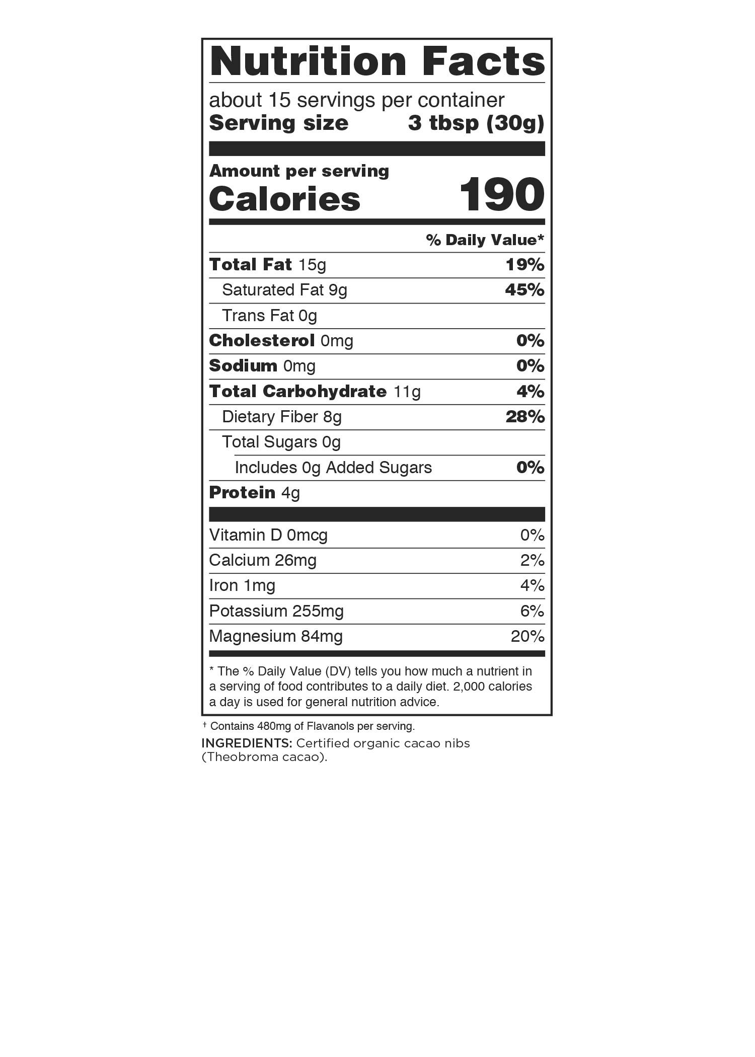 Navitas Organics Raw Cacao Nibs 16oz. bag, 15 servings â€” Organic, Non-GMO, Fair Trade, Gluten-Free (Pack of 2)