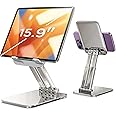 LISEN Adjustable and Foldable Tablet Stand for Desk, Portable and Stable, Compatible with 4.7-15.6 inch Devices