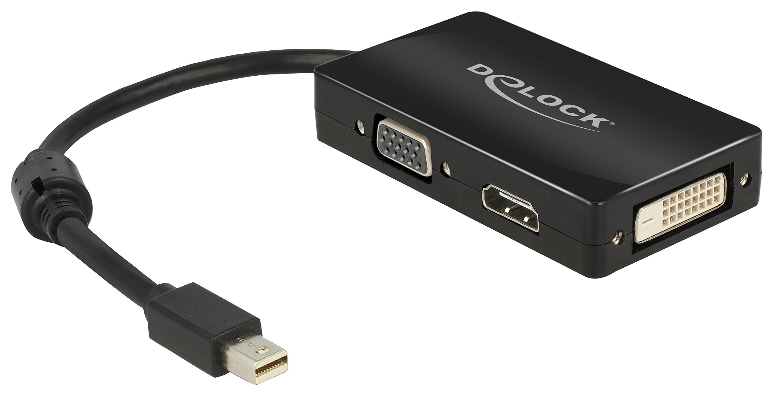 DeLock 62631 Adaptor Cable Mini DisplayPort 1.1 Male to 1 x VGA, 1 x HDMI and 1 x DVI 24 + 1 Black