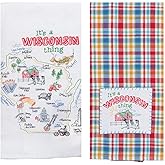 2 Piece Home State of Wisconsin Embroidered Kitchen Towel Bundle - Flour Sack and Tea
