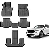 Floor Mats Fit for 2024 2025 Mazda CX-90 & CX90 PHEV 6&7 Seats (Plug in Hybrid) 3 Rows Full Set TPE All Weather CX90 Accessories(NOT for 8 Seats)
