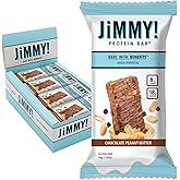 JiMMYBAR! Chocolate Peanut Butter Protein Bars 18g Protein Bar, 6g Low Sugar - 12 Count - 58g Health Bars - Functional Snack with Real Peanuts &amp; Hand-Drizzled Chocolate