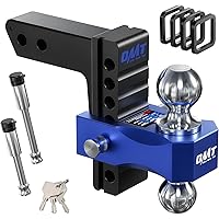Orion Motor Tech Adjustable Trailer Hitch, 6 in Drop & Rise Hitch Fits 2 in Receiver, 12500 LBS GTW, Heavy Duty Aluminum Tow 