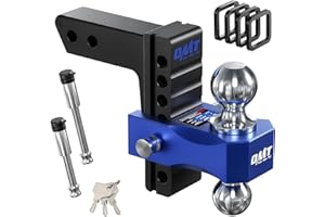 Orion Motor Tech Adjustable Trailer Hitch, 6 in Drop & Rise Hitch Fits 2 in Receiver, 12500 LBS GTW, Heavy Duty Aluminum Tow 
