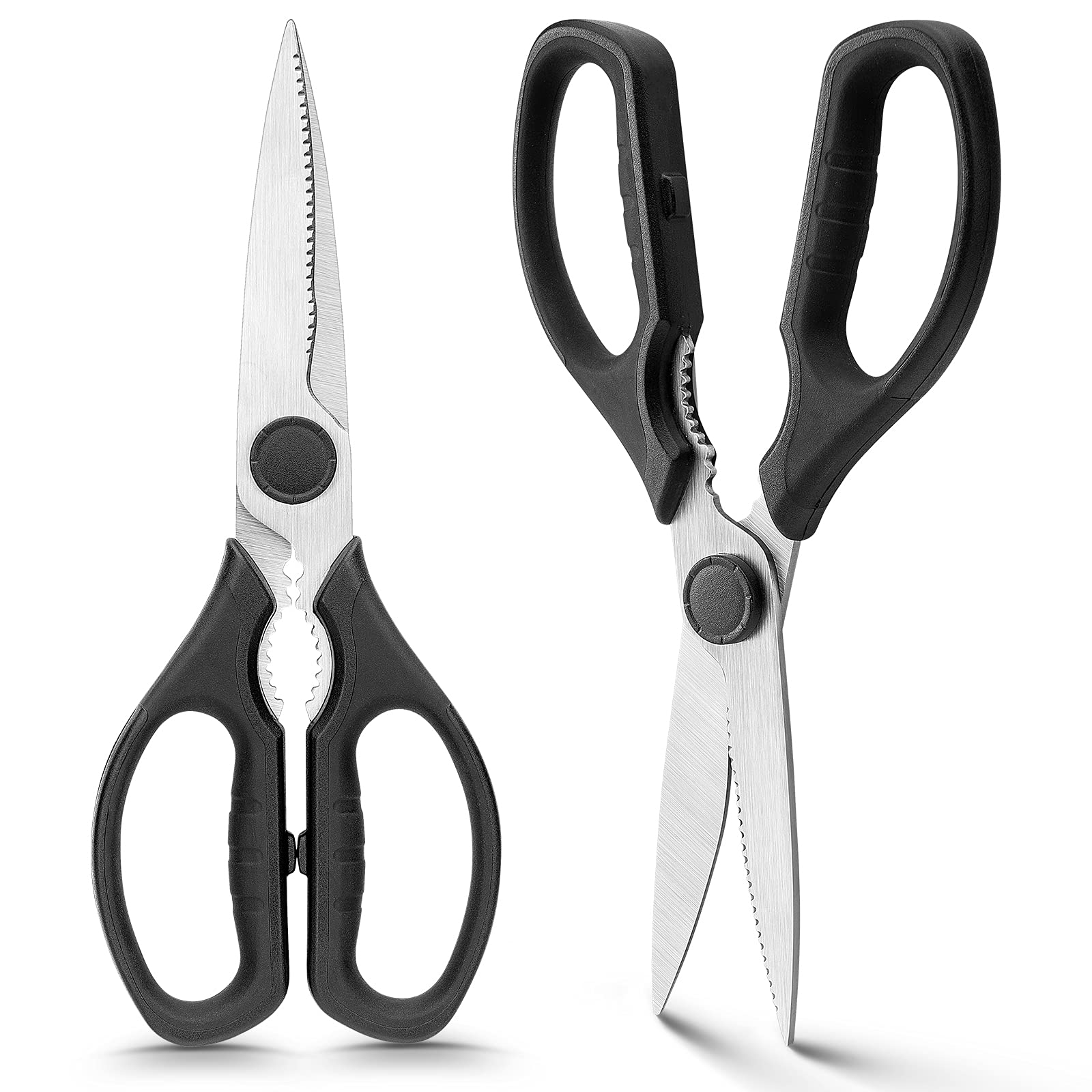 WELLSTAR Heavy Duty Kitchen Scissors, Sharp Kitchen Scissors Multipurpose Utility Stainless Steel Scissor, Kitchen Shears for Chicken,Meat, Vegetables, Herbs, BBQ, Bones, Nuts,2-Piece Set