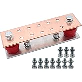 LBY .157" x 2.36" x 7.87" Copper Ground Bar Kit, with 10 Terminal Positions, Copper Grounding Busbar Bar Kit