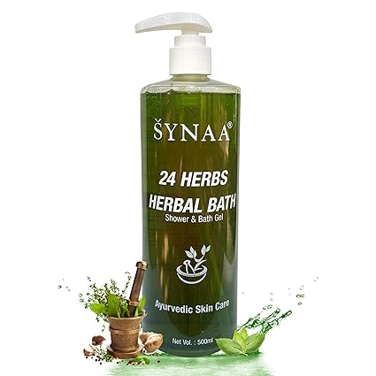 Synaa Herbal Shower Gel - Enriched With 24 Herbs Including Neem, Tulsi & Aloe Vera - Herbal Body Wash - 500 ML