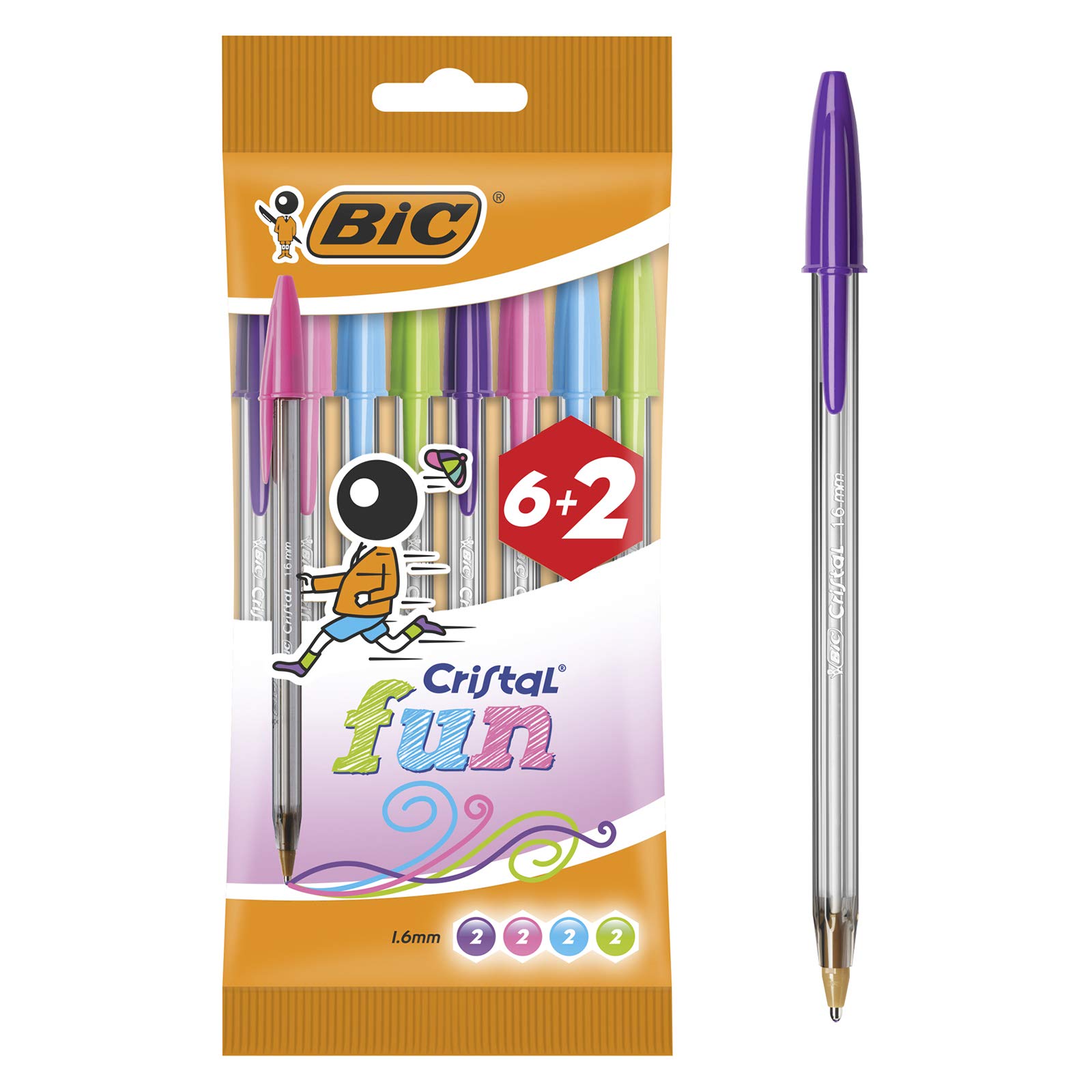BIC 8963811 â€“ Pack of 6 + 2 Pens, Multi-Colour