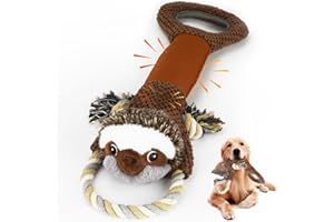 Eneston Large Plush Squeaky Dog Toys with Crinkle Paper, Tug of War Pull Toys for Puppies, Interactive Dog Chew Toys for Small, Medium and Large Dogs