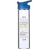 Christian Art Gifts with Love Glass Water Bottle A Great Teacher Arrows, 20oz, Blue