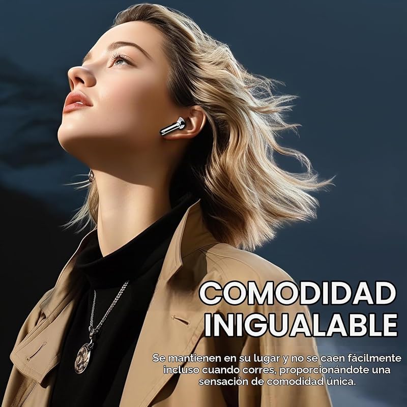 Auriculares Inalámbricos Bluetooth 5.4, Cascos Inalambricos Sonido HiFi Estéreo, Cancelación de Ruido ENC en Llamada, 48h Reproducción, IP7 Impermeable/Pantalla LED Digital/Carga Rápida USB Tipo-C — foto 7 de 7