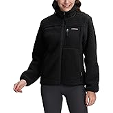 Pioneer Camp Women's Fuzzy Fleece Jacket, Warm Fleece Full Zip Jacket Cozy Stand Collar Coat with Pockets Casual Workout
