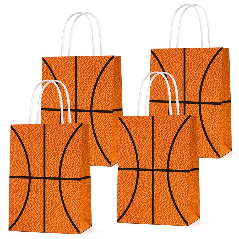 Photo 1 of 16 PCS Basketball Party Gift Bags for Basketball Party Supplies Birthday Decor Decorations, Party Favor Goody Treat Candy Bag Basketball Pattern Gift Bag, Birthday Party Supplies for Kid Adult