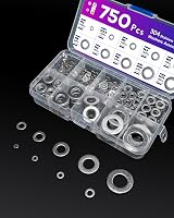 ANVINKU 750 Pcs Stainless Steel Washers Assorted 9 Sizes M2-M12 view 7