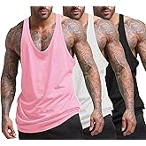 COOFANDY Men's 3 Pack Tank Tops Gym Workout Shirt Y-Back Sleeveless Muscle Fitness Bodybuilding Tank Shirts