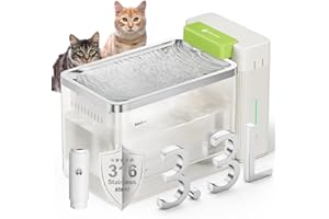 Amicura Cat Water Fountain Nano Ultrafiltration Filter, Cat Fountain 316 Stainless Steel, Cat Water Hydroelectric Separation,