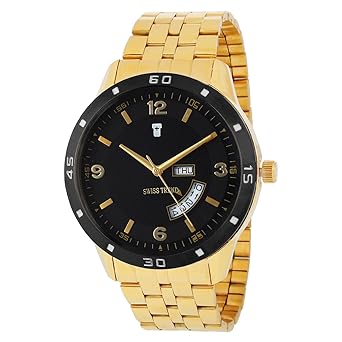 Attractive Tornado Golden Chain Day & Date Black Dial Mens Watch|Boys Watch