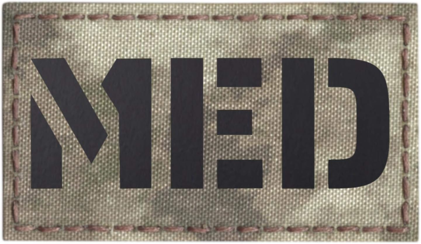 IR A-TACS AU MED Medical EMS 2x3.5 Infrared Arid Tan Tactical Morale Fastener Patch